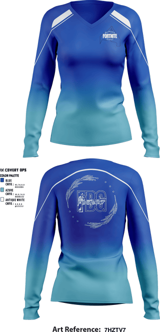 Women's Long Sleeve Vneck Shirt, Fortnite Burger Gang, E-Sports, Teamtime, Team time, sublimation, custom sports apparel, team uniforms, spirit wear, spiritwear, sports uniforms, custom shirts, team store, custom team store, fundraiser sports, apparel fundraiser