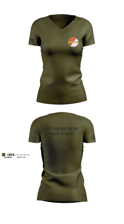 Co D 199TH BSB RECON 1334677 Women's Short Sleeve V-neck Shirt - 4