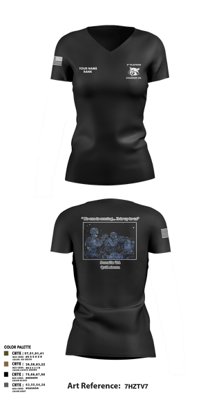 Women's Short Sleeve Vneck Shirt, Charger Co. / 2-112th Infantry Battalion, National Guard, Teamtime, Team time, sublimation, custom sports apparel, team uniforms, spirit wear, spiritwear, sports uniforms, custom shirts, team store, custom team store, fundraiser sports, apparel fundraiser