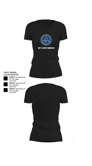 Women's Short Sleeve Vneck Shirt, Battleship misssouri, Navy, Teamtime, Team time, sublimation, custom sports apparel, team uniforms, spirit wear, spiritwear, sports uniforms, custom shirts, team store, custom team store, fundraiser sports, apparel fundraiser