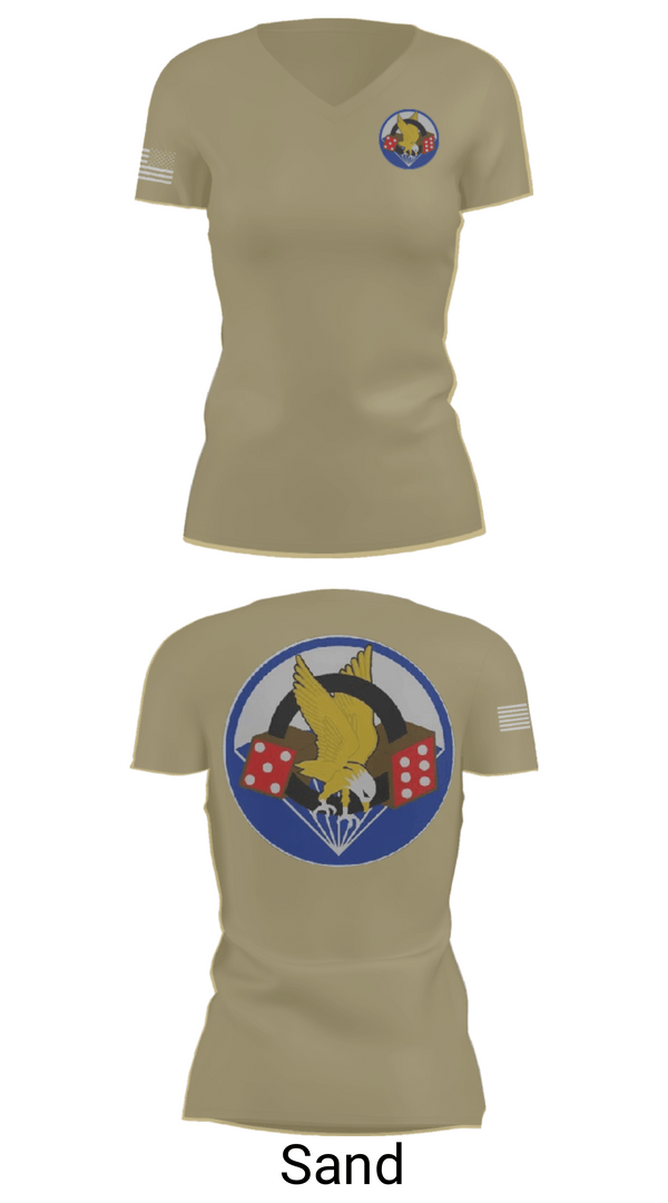 Women's Short Sleeve Vneck Shirt, 506th PIR, Army, Teamtime, Team time, sublimation, custom sports apparel, team uniforms, spirit wear, spiritwear, sports uniforms, custom shirts, team store, custom team store, fundraiser sports, apparel fundraiser