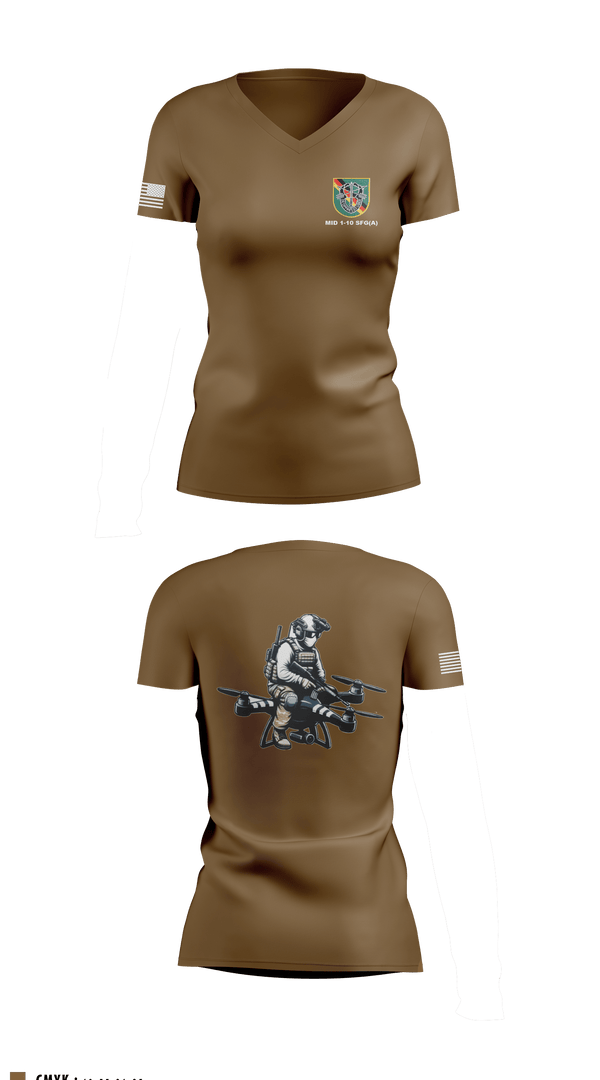 Women's Short Sleeve Vneck Shirt, Military Intelligence Detachment 1st Battalion 10th Special Forces Group (Airborne), Army, Teamtime, Team time, sublimation, custom sports apparel, team uniforms, spirit wear, spiritwear, sports uniforms, custom shirts, team store, custom team store, fundraiser sports, apparel fundraiser