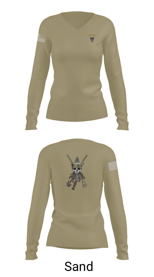 Women's Long Sleeve Vneck Shirt, HHC 2/130 IN, National Guard, Teamtime, Team time, sublimation, custom sports apparel, team uniforms, spirit wear, spiritwear, sports uniforms, custom shirts, team store, custom team store, fundraiser sports, apparel fundraiser