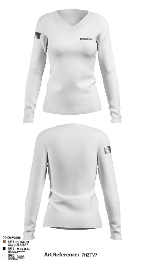Women's Long Sleeve Vneck Shirt, 863rd Military Police Battalion, , Teamtime, Team time, sublimation, custom sports apparel, team uniforms, spirit wear, spiritwear, sports uniforms, custom shirts, team store, custom team store, fundraiser sports, apparel fundraiser