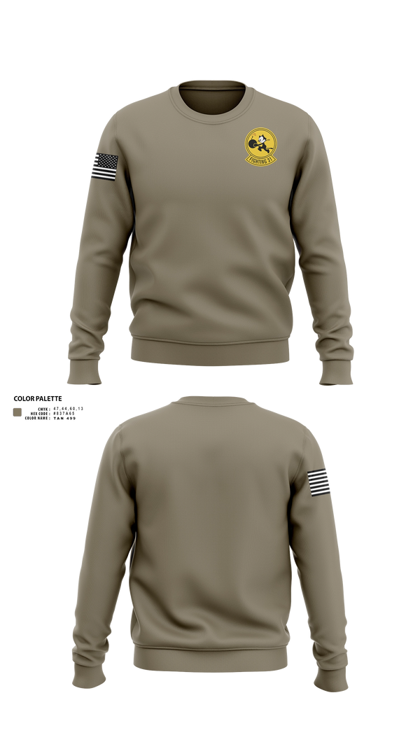 Crew Neck Sweatshirt, VFA-31 THE TOMCATTERS, Navy, Teamtime, Team time, sublimation, custom sports apparel, team uniforms, spirit wear, spiritwear, sports uniforms, custom shirts, team store, custom team store, fundraiser sports, apparel fundraiser