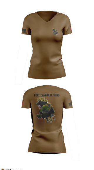 Women's Short Sleeve Vneck Shirt, Campbell SORB, Army, Teamtime, Team time, sublimation, custom sports apparel, team uniforms, spirit wear, spiritwear, sports uniforms, custom shirts, team store, custom team store, fundraiser sports, apparel fundraiser