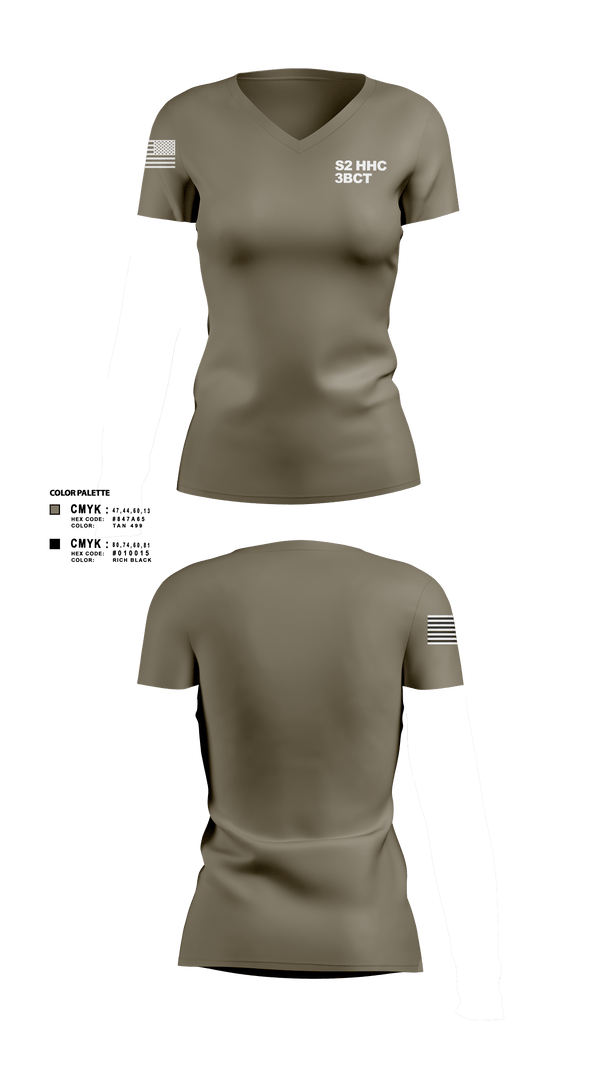 Women's Short Sleeve Vneck Shirt, S2 HHC 3BCT, Army, Teamtime, Team time, sublimation, custom sports apparel, team uniforms, spirit wear, spiritwear, sports uniforms, custom shirts, team store, custom team store, fundraiser sports, apparel fundraiser