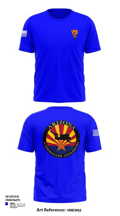 Arizona Underwater Explorers 16457471 Short Sleeve Performance Shirt - 42