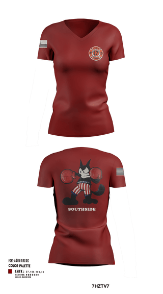 Women's Short Sleeve Vneck Shirt, Station 17, Fire Department, Teamtime, Team time, sublimation, custom sports apparel, team uniforms, spirit wear, spiritwear, sports uniforms, custom shirts, team store, custom team store, fundraiser sports, apparel fundraiser