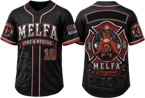 Melfa Vol. Fire & Rescue Co. Inc 83574854 Full Button Baseball Jersey - 3