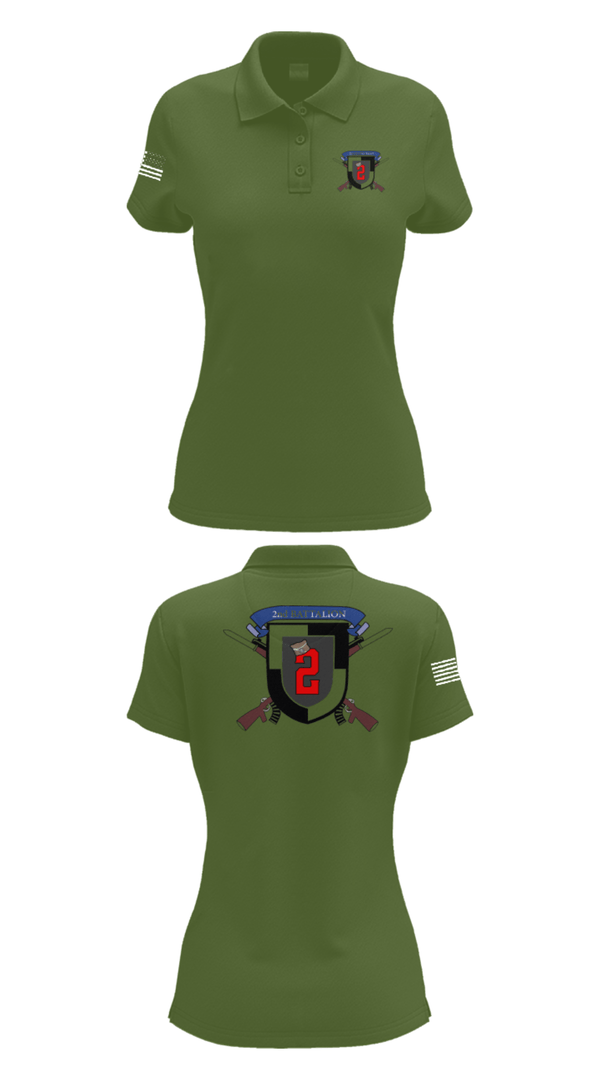 Women's Short Sleeve Performance Polo, 2nd Battalion, Army, Teamtime, Team time, sublimation, custom sports apparel, team uniforms, spirit wear, spiritwear, sports uniforms, custom shirts, team store, custom team store, fundraiser sports, apparel fundraiser