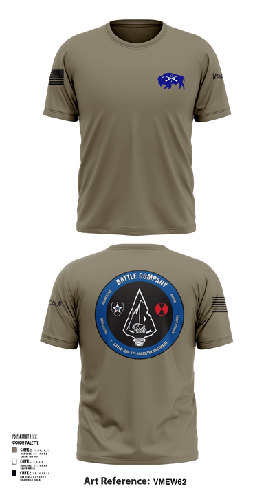 Battle company 1-17IN 67217435 Short Sleeve Performance Shirt - 1