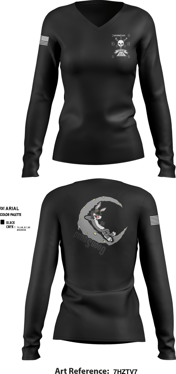 Women's Long Sleeve Vneck Shirt, 1-181 INF Goon Squad, , Teamtime, Team time, sublimation, custom sports apparel, team uniforms, spirit wear, spiritwear, sports uniforms, custom shirts, team store, custom team store, fundraiser sports, apparel fundraiser