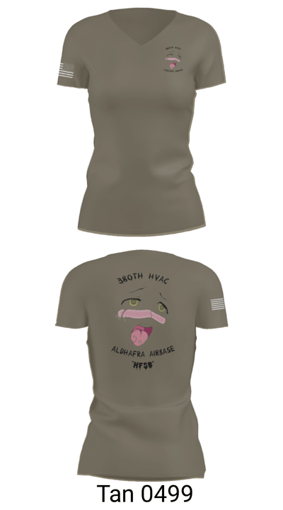 380th HVAC 14161864 Women's Short Sleeve V-neck Shirt - 68