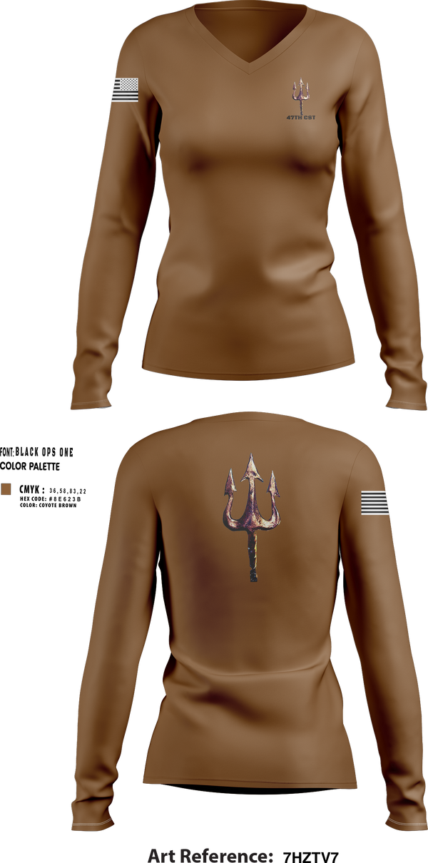 Women's Long Sleeve Vneck Shirt, 47th CST, Army, Teamtime, Team time, sublimation, custom sports apparel, team uniforms, spirit wear, spiritwear, sports uniforms, custom shirts, team store, custom team store, fundraiser sports, apparel fundraiser