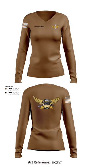 Women's Long Sleeve Vneck Shirt, Investigator, Army, Teamtime, Team time, sublimation, custom sports apparel, team uniforms, spirit wear, spiritwear, sports uniforms, custom shirts, team store, custom team store, fundraiser sports, apparel fundraiser