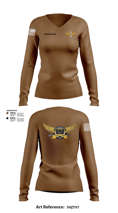 Investigator 95146404 Women's Long Sleeve V-neck Shirt - 103