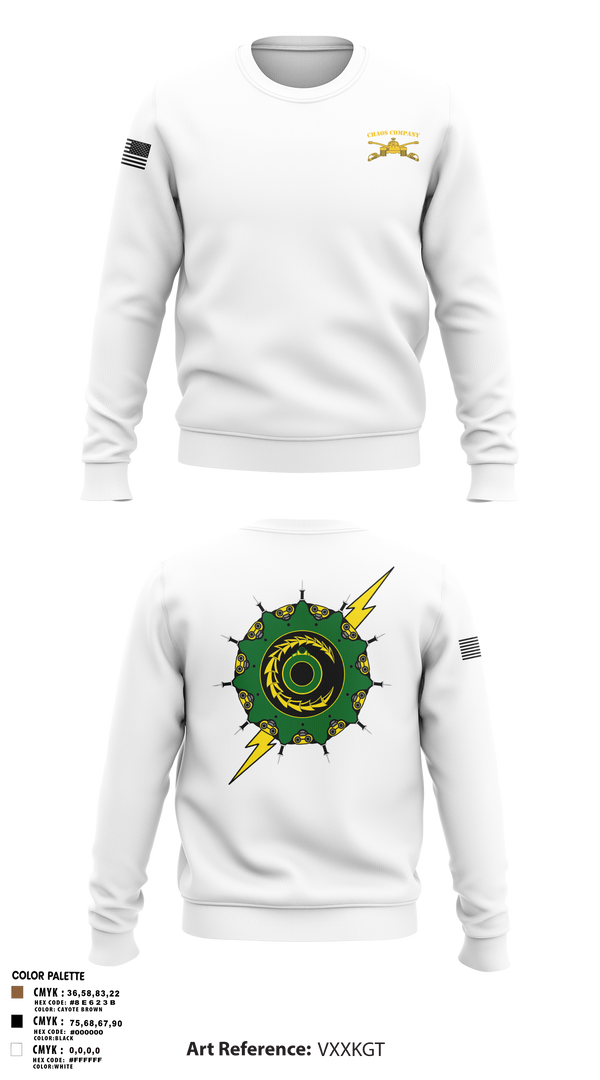 Crew Neck Sweatshirt, Chaos Company, Army, Teamtime, Team time, sublimation, custom sports apparel, team uniforms, spirit wear, spiritwear, sports uniforms, custom shirts, team store, custom team store, fundraiser sports, apparel fundraiser
