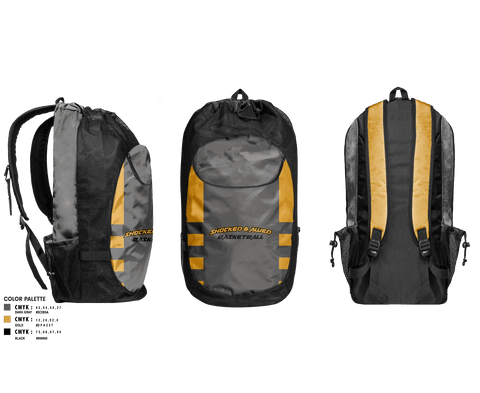 Gear Bag, Shocked & Awed, Men's Basketball, Teamtime, Team time, sublimation, custom sports apparel, team uniforms, spirit wear, spiritwear, sports uniforms, custom shirts, team store, custom team store, fundraiser sports, apparel fundraiser