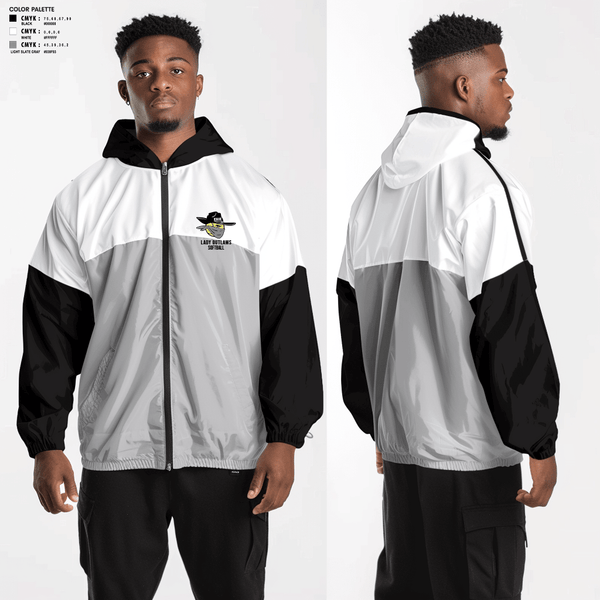 Windbreaker, Erie Lady Outlaws, Softball, Teamtime, Team time, sublimation, custom sports apparel, team uniforms, spirit wear, spiritwear, sports uniforms, custom shirts, team store, custom team store, fundraiser sports, apparel fundraiser