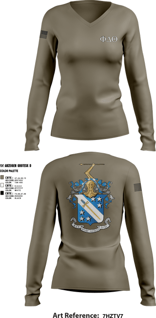 Women's Long Sleeve Vneck Shirt, Phi Delta Theta, Army, Teamtime, Team time, sublimation, custom sports apparel, team uniforms, spirit wear, spiritwear, sports uniforms, custom shirts, team store, custom team store, fundraiser sports, apparel fundraiser