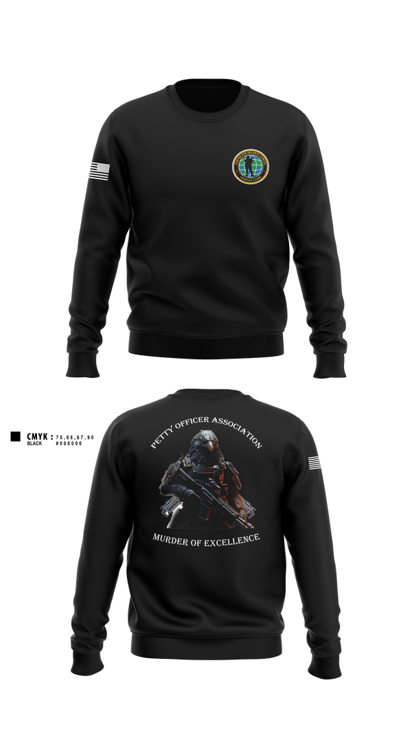 Crew Neck Sweatshirt, Center for Security Forces Detachment Chesapeake, Navy, Teamtime, Team time, sublimation, custom sports apparel, team uniforms, spirit wear, spiritwear, sports uniforms, custom shirts, team store, custom team store, fundraiser sports, apparel fundraiser
