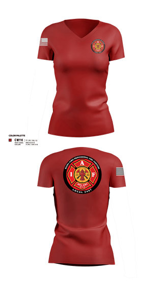 Women's Short Sleeve Vneck Shirt, Rocky Ford Professional Firefighters Local 5497, Fire Department, Teamtime, Team time, sublimation, custom sports apparel, team uniforms, spirit wear, spiritwear, sports uniforms, custom shirts, team store, custom team store, fundraiser sports, apparel fundraiser