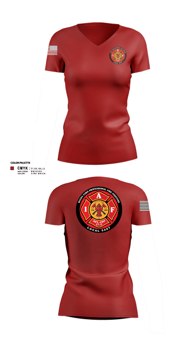 Rocky Ford Professional Firefighters Local 5497 65763835 Women's Short Sleeve V-neck Shirt - 101