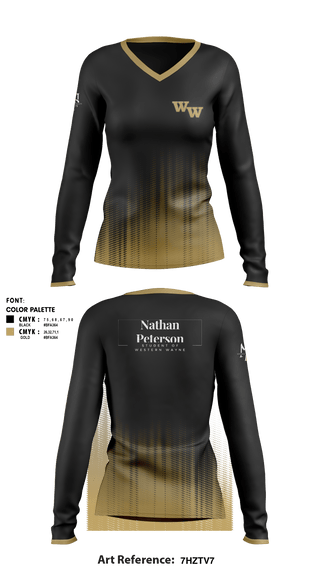 Women's Long Sleeve Vneck Shirt, Student of Western Wayne, , Teamtime, Team time, sublimation, custom sports apparel, team uniforms, spirit wear, spiritwear, sports uniforms, custom shirts, team store, custom team store, fundraiser sports, apparel fundraiser