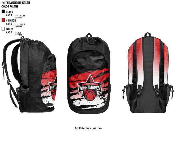 Gear Bag, Springfield nightmares, Men's Basketball, Teamtime, Team time, sublimation, custom sports apparel, team uniforms, spirit wear, spiritwear, sports uniforms, custom shirts, team store, custom team store, fundraiser sports, apparel fundraiser