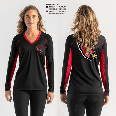 plainfield cardinals 77526201 Women's Long Sleeve V-neck Shirt - 3
