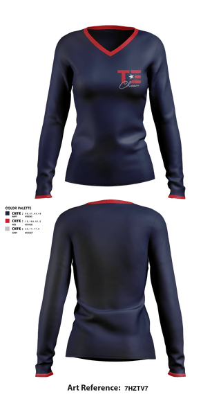 Women's Long Sleeve Vneck Shirt, Texas Titans Youth Football, Football, Teamtime, Team time, sublimation, custom sports apparel, team uniforms, spirit wear, spiritwear, sports uniforms, custom shirts, team store, custom team store, fundraiser sports, apparel fundraiser