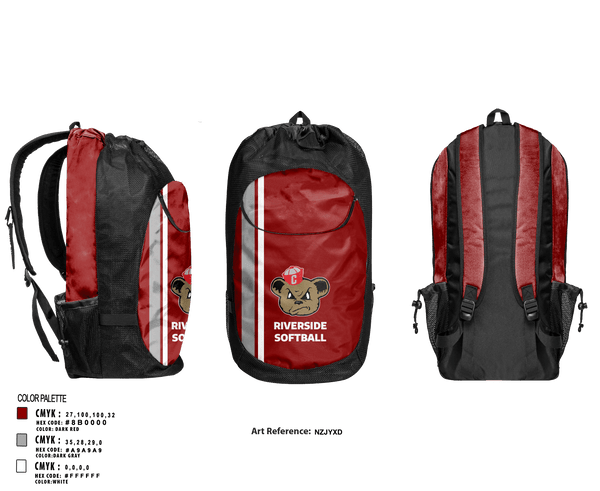 Gear Bag, Riverside, Softball, Teamtime, Team time, sublimation, custom sports apparel, team uniforms, spirit wear, spiritwear, sports uniforms, custom shirts, team store, custom team store, fundraiser sports, apparel fundraiser