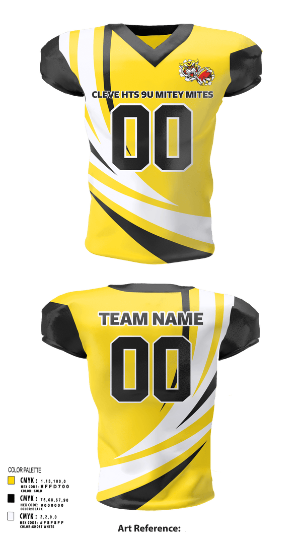 Football Jersey, Cleve hts 9U Mitey Mites, Football, Teamtime, Team time, sublimation, custom sports apparel, team uniforms, spirit wear, spiritwear, sports uniforms, custom shirts, team store, custom team store, fundraiser sports, apparel fundraiser
