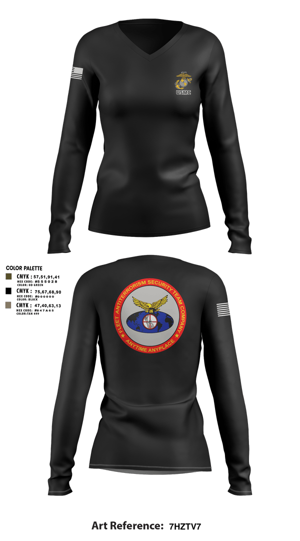 Women's Long Sleeve Vneck Shirt, FAST Co, Marines, Teamtime, Team time, sublimation, custom sports apparel, team uniforms, spirit wear, spiritwear, sports uniforms, custom shirts, team store, custom team store, fundraiser sports, apparel fundraiser