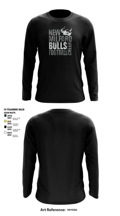 New Milford Bulls Football And Cheerleading 19489077 Long Sleeve Performance Shirt - 9