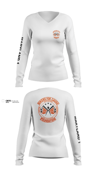 Women's Long Sleeve Vneck Shirt, Bikers For Cause Foundation, , Teamtime, Team time, sublimation, custom sports apparel, team uniforms, spirit wear, spiritwear, sports uniforms, custom shirts, team store, custom team store, fundraiser sports, apparel fundraiser