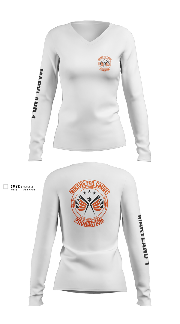 Women's Long Sleeve Vneck Shirt, Bikers For Cause Foundation, , Teamtime, Team time, sublimation, custom sports apparel, team uniforms, spirit wear, spiritwear, sports uniforms, custom shirts, team store, custom team store, fundraiser sports, apparel fundraiser