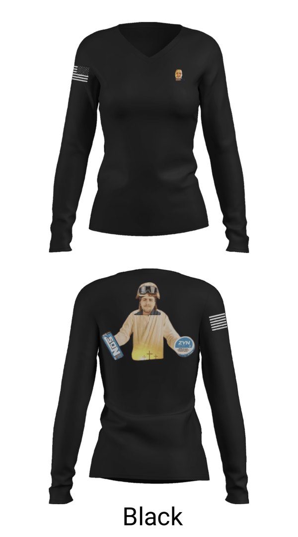 Women's Long Sleeve Vneck Shirt, 1st DSB, Marines, Teamtime, Team time, sublimation, custom sports apparel, team uniforms, spirit wear, spiritwear, sports uniforms, custom shirts, team store, custom team store, fundraiser sports, apparel fundraiser