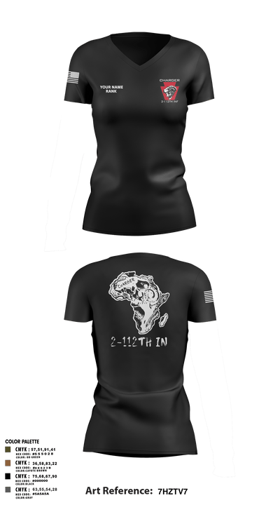 Charger Co. / 2-112th Infantry Battalion 37738588 Women's Short Sleeve V-neck Shirt - 69