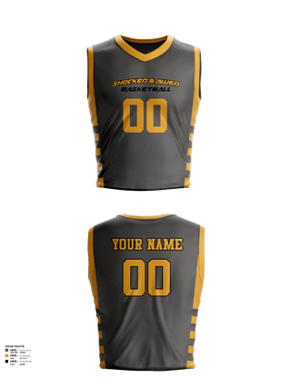 Mens Basketball Jersey, Shocked & Awed, Men's Basketball, Teamtime, Team time, sublimation, custom sports apparel, team uniforms, spirit wear, spiritwear, sports uniforms, custom shirts, team store, custom team store, fundraiser sports, apparel fundraiser