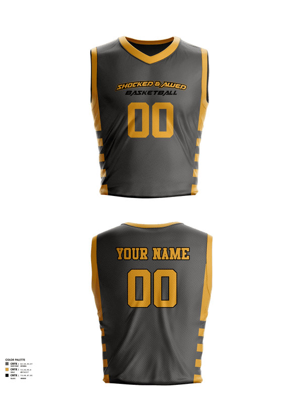 Mens Basketball Jersey, Shocked & Awed, Men's Basketball, Teamtime, Team time, sublimation, custom sports apparel, team uniforms, spirit wear, spiritwear, sports uniforms, custom shirts, team store, custom team store, fundraiser sports, apparel fundraiser