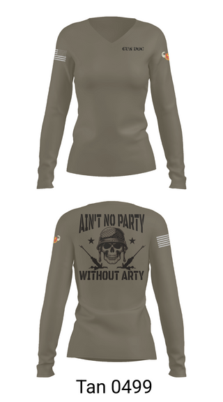 Women's Long Sleeve Vneck Shirt, 1-320th FA, Fox Battery, , Teamtime, Team time, sublimation, custom sports apparel, team uniforms, spirit wear, spiritwear, sports uniforms, custom shirts, team store, custom team store, fundraiser sports, apparel fundraiser