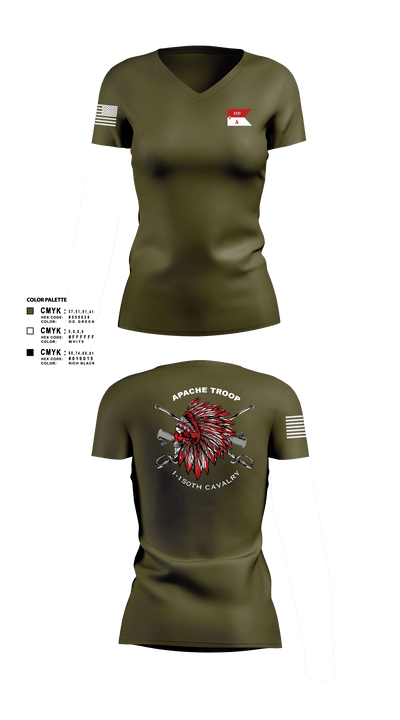 Apache Troop 1-150th 52177042 Women's Short Sleeve V-neck Shirt - 7