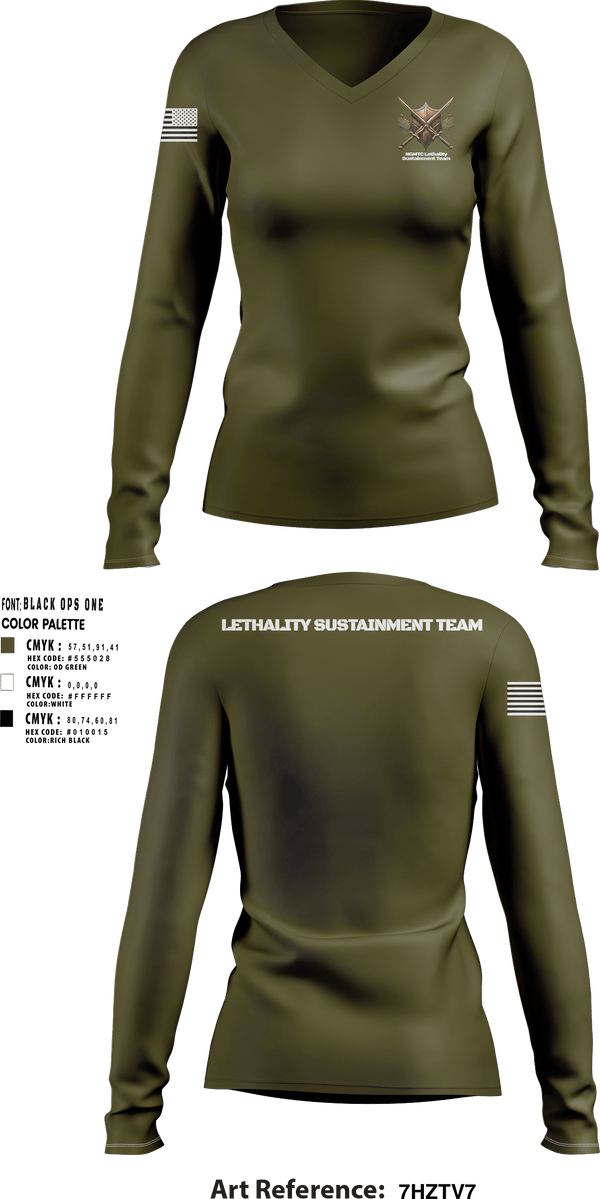Women's Long Sleeve Vneck Shirt, National Guard Marksmanship Training Center, National Guard, Teamtime, Team time, sublimation, custom sports apparel, team uniforms, spirit wear, spiritwear, sports uniforms, custom shirts, team store, custom team store, fundraiser sports, apparel fundraiser