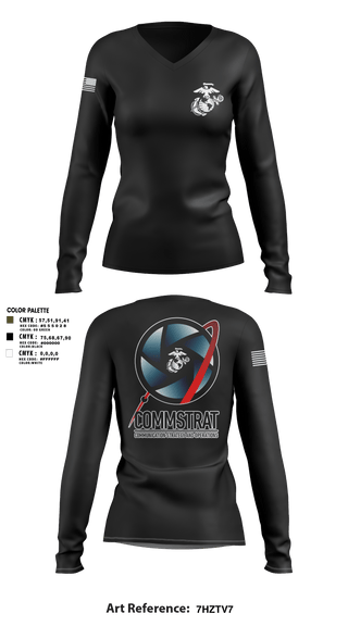 Women's Long Sleeve Vneck Shirt, MCRDPI COMMSTRAT, Marines, Teamtime, Team time, sublimation, custom sports apparel, team uniforms, spirit wear, spiritwear, sports uniforms, custom shirts, team store, custom team store, fundraiser sports, apparel fundraiser
