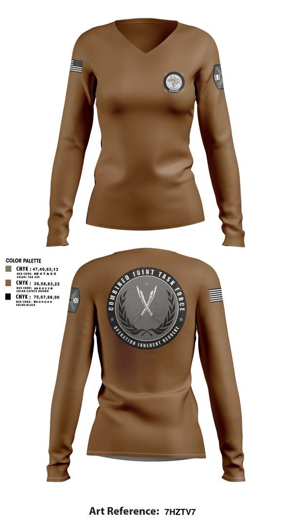 Women's Long Sleeve Vneck Shirt, 65th FAB, Army, Teamtime, Team time, sublimation, custom sports apparel, team uniforms, spirit wear, spiritwear, sports uniforms, custom shirts, team store, custom team store, fundraiser sports, apparel fundraiser