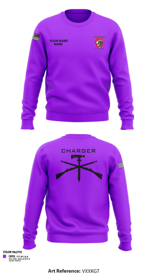 Crew Neck Sweatshirt, Charger Co. / 2-112th Infantry Battalion, National Guard, Teamtime, Team time, sublimation, custom sports apparel, team uniforms, spirit wear, spiritwear, sports uniforms, custom shirts, team store, custom team store, fundraiser sports, apparel fundraiser