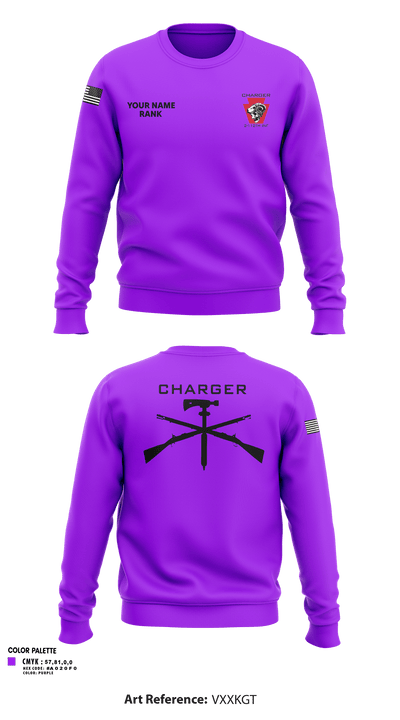 Charger Co. / 2-112th Infantry Battalion 37738588 Crew Neck Sweatshirt - 5