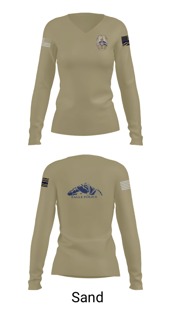 Women's Long Sleeve Vneck Shirt, Eagle Police Department, Police, Teamtime, Team time, sublimation, custom sports apparel, team uniforms, spirit wear, spiritwear, sports uniforms, custom shirts, team store, custom team store, fundraiser sports, apparel fundraiser